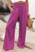 Smocked Wide Waistband High Waist Wide Leg Pants
